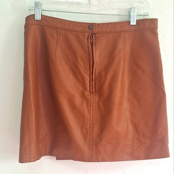 Free People Midnight Magic Faux Leather Cognac Brown Belted Women's Mini Skirt 8 - Picture 4 of 8
